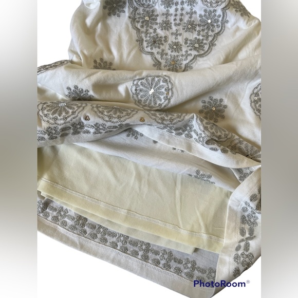 NWT INC Small Petite Sleeveless Racerback Tank White Dress with Sequins - Picture 7 of 12